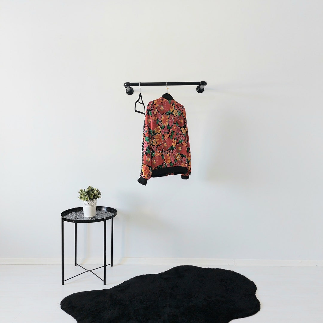 Wall Mounted Clothes Rail, Garment Rack, Steampunk Design Industrial