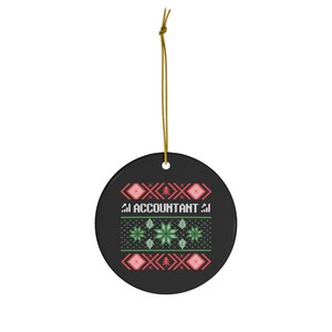 Accounting Ceramic Christmas Ornament, Ugly Sweater Style