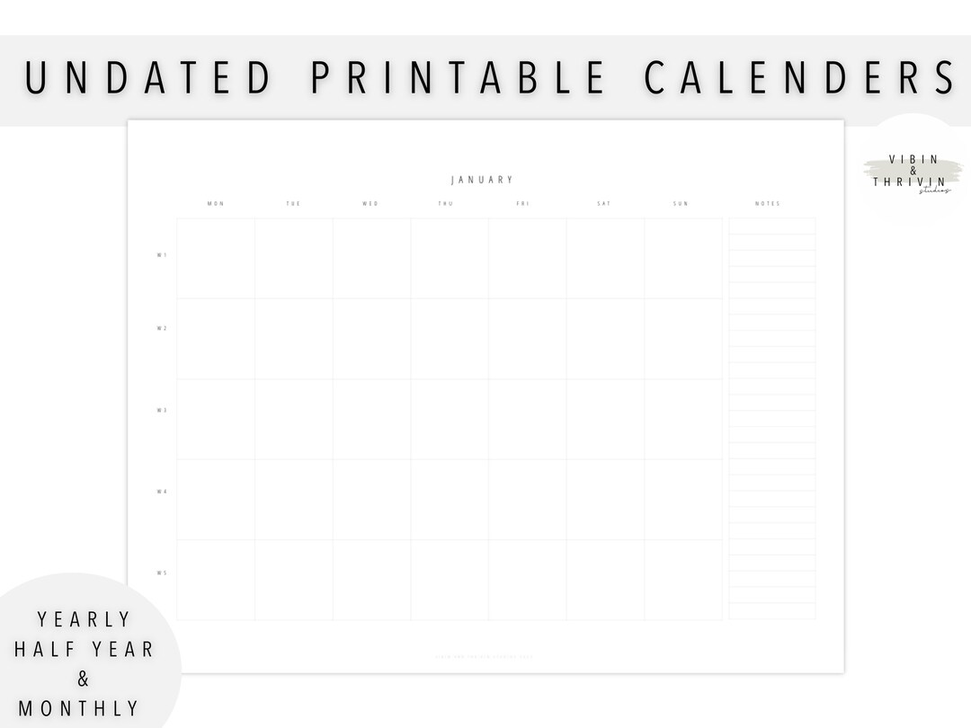 Undated Calendars Printable Minimalist Calendar Yearly Calendar undated-calendars-printable-minimalist-calendar-yearly-calendar