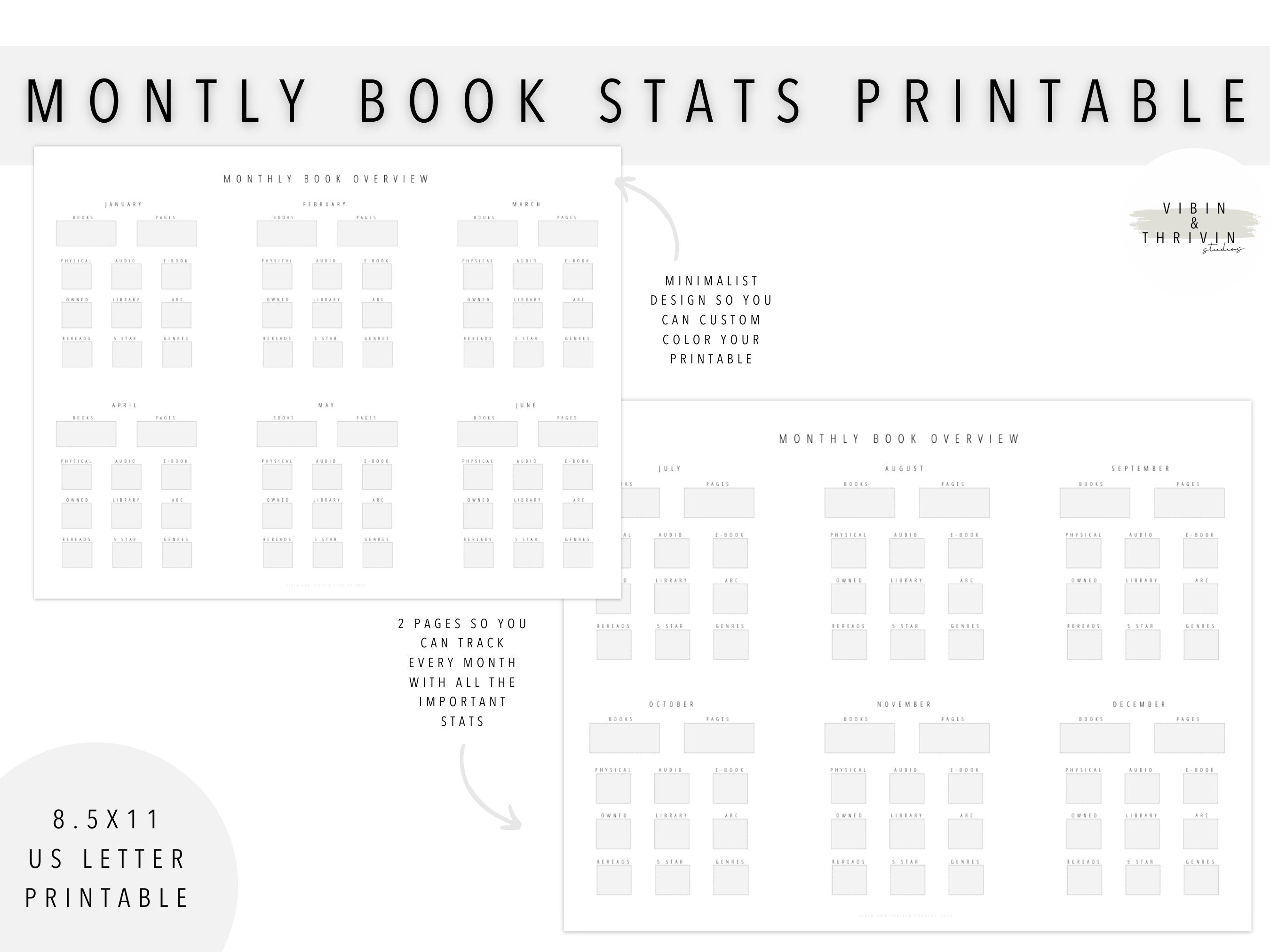 Monthly Book Tracker Printable Reading Journal Reading Planner