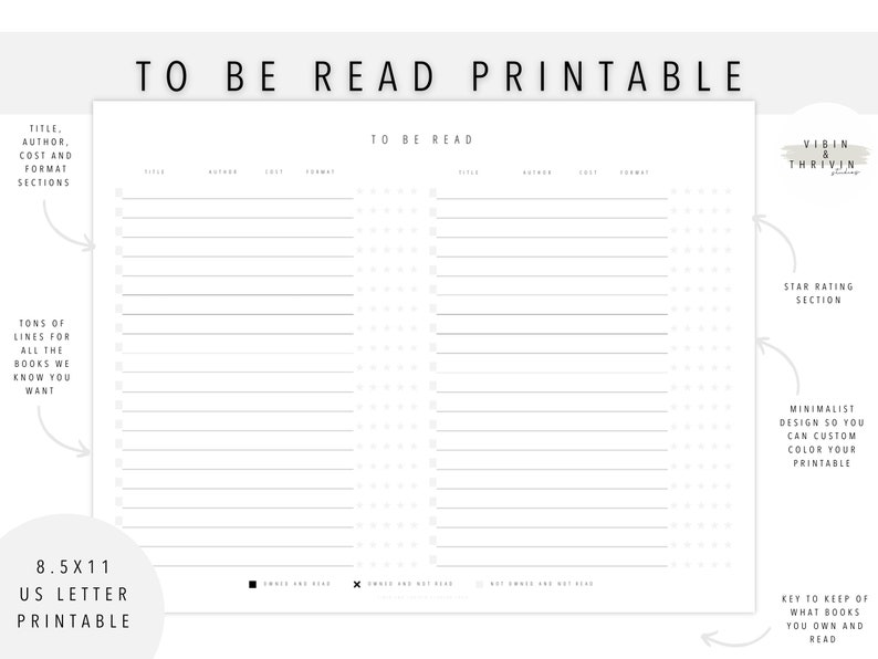 To Be Read List Printable, to Be Read Tracker, Books Ive Read, TRB List