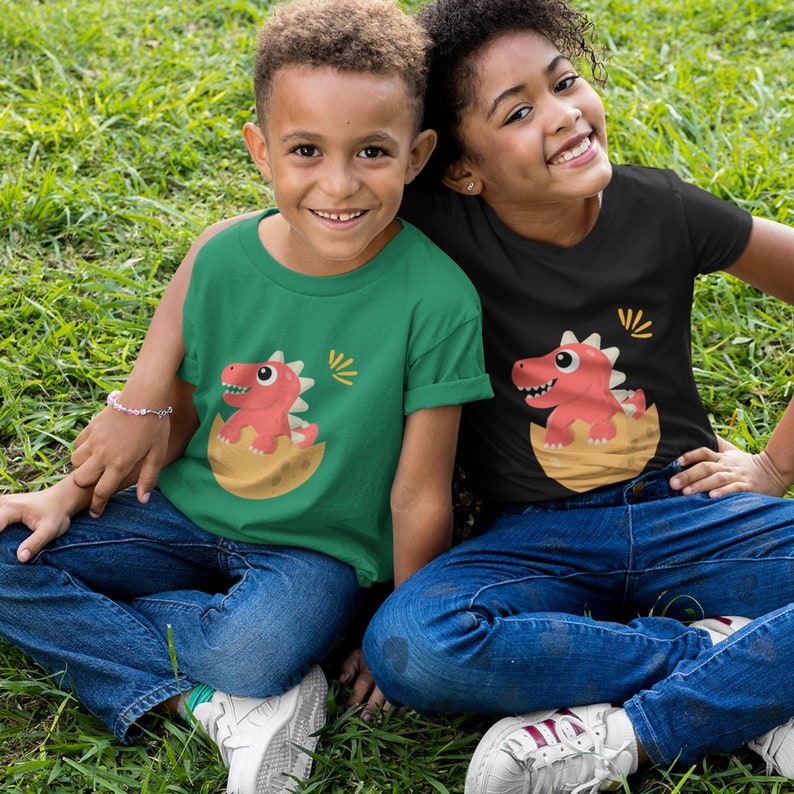 Dinosaur Cody Short Sleeve Youth T-Shirt Coco-melon Inspired Shirts Girl Boy Graphic Tee Melon Family Cartoon Black