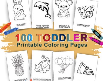 Jumbo Toddler Coloring Book For Kids, Preschoolers | 100 pages Colouring Digital Download Preschool Kindergarten Homeschool Printables