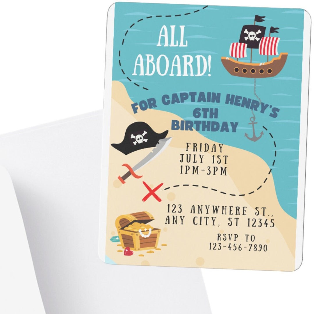 Editable Pirate Party Invitation Template - Etsy
