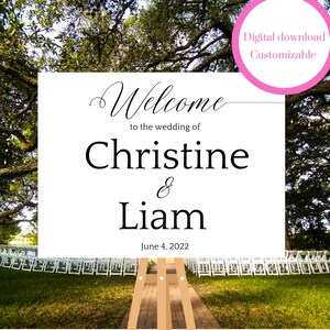 Wedding sign customizable download. Classy minimalist digital PDF to print