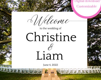 Wedding sign customizable download. Classy minimalist digital PDF to print