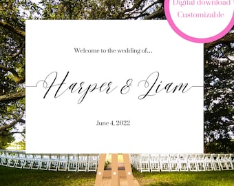 Wedding sign customizable download. Minimalist digital PDF to print