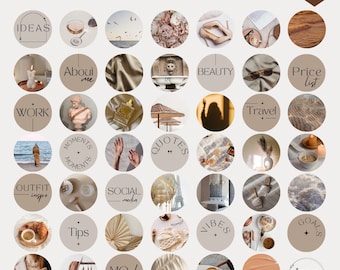 Portadas neutras para historias destacadas de Instagram / 48 plantillas para historias (Canva)