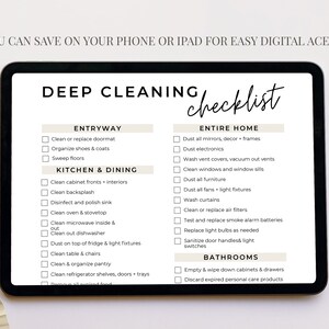 Deep Cleaning Checklist Template | Spring Cleaning Checklist | Cleaning ...