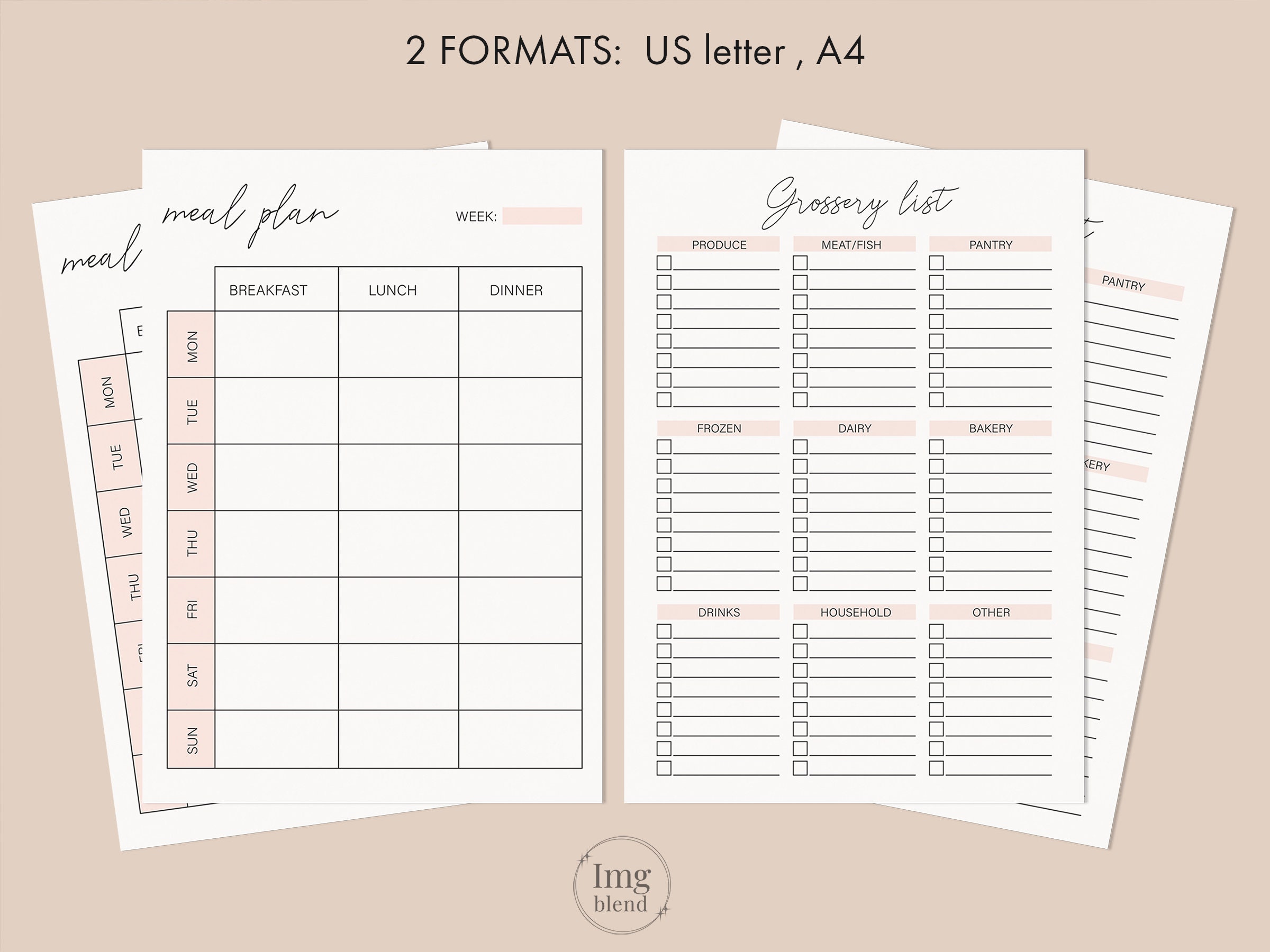 Minimalist Meal Plan and Grocery List Printable Weekly Meal - Etsy