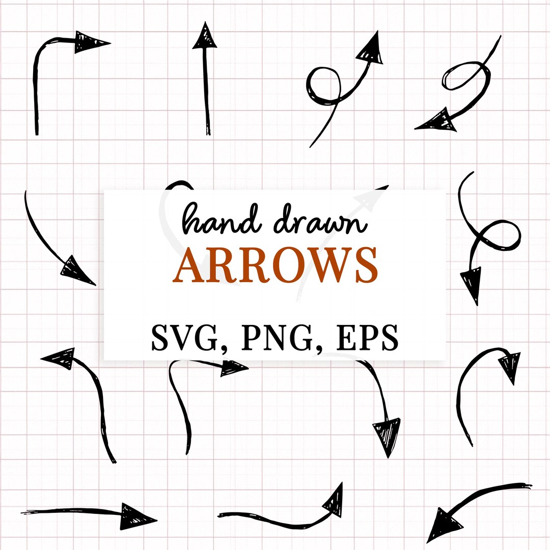 Hand Drawn Arrows Set, Doodle Arrows SVG, PNG Clip Art, Commercial Use ...