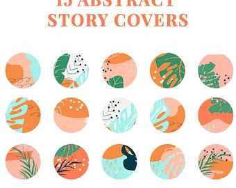 Portadas destacadas de historias abstractas de Instagram, imágenes prediseñadas de círculos coloridos, marca de blog, iconos estéticos coloridos, PNG
