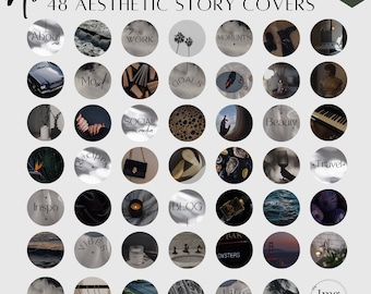 Portadas estéticas para historias destacadas de Instagram / Plantillas de historias de Instagram en tonos oscuros (Canva)