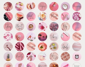 Portadas rosas para historias destacadas de Instagram / 48 plantillas para historias (Canva)