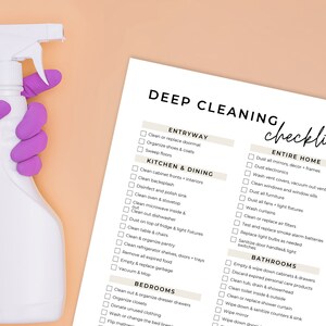 Deep Cleaning Checklist Template | Spring Cleaning Checklist | Cleaning ...