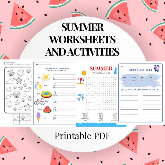 summer worksheets and activities printable worksheets four etsy