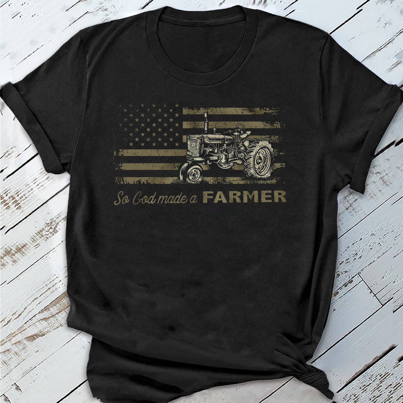 So God Made A Farmer Vintage American Flag Tractor Farmer | Etsy