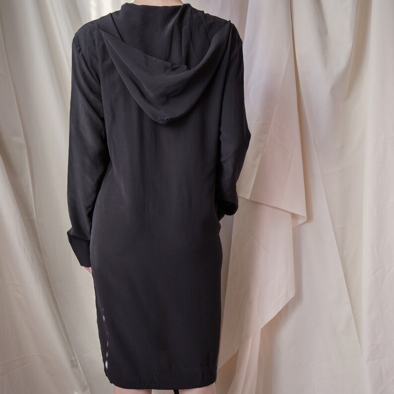 Balenciaga 00's Black Silk Hooded Dress image 6