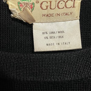 Gucci 1970's Black Wool Sweater with Pearlescent Buttons image 7