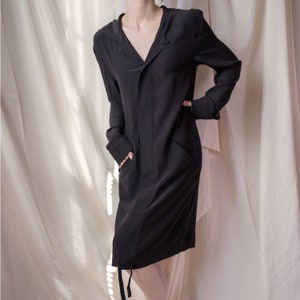 Balenciaga 00's Black Silk Hooded Dress image 4