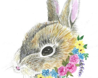 Coniglio con ghirlanda di fiori