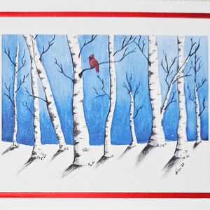 Winterberkenbomen op folie bijgesneden wenskaart