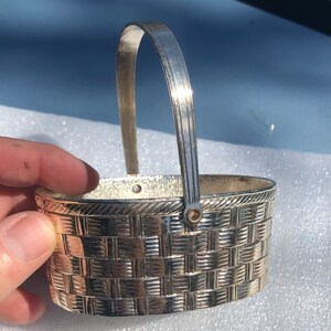 Silver tone easter basket with marble eggs Easter decoration Bunny Rabbit