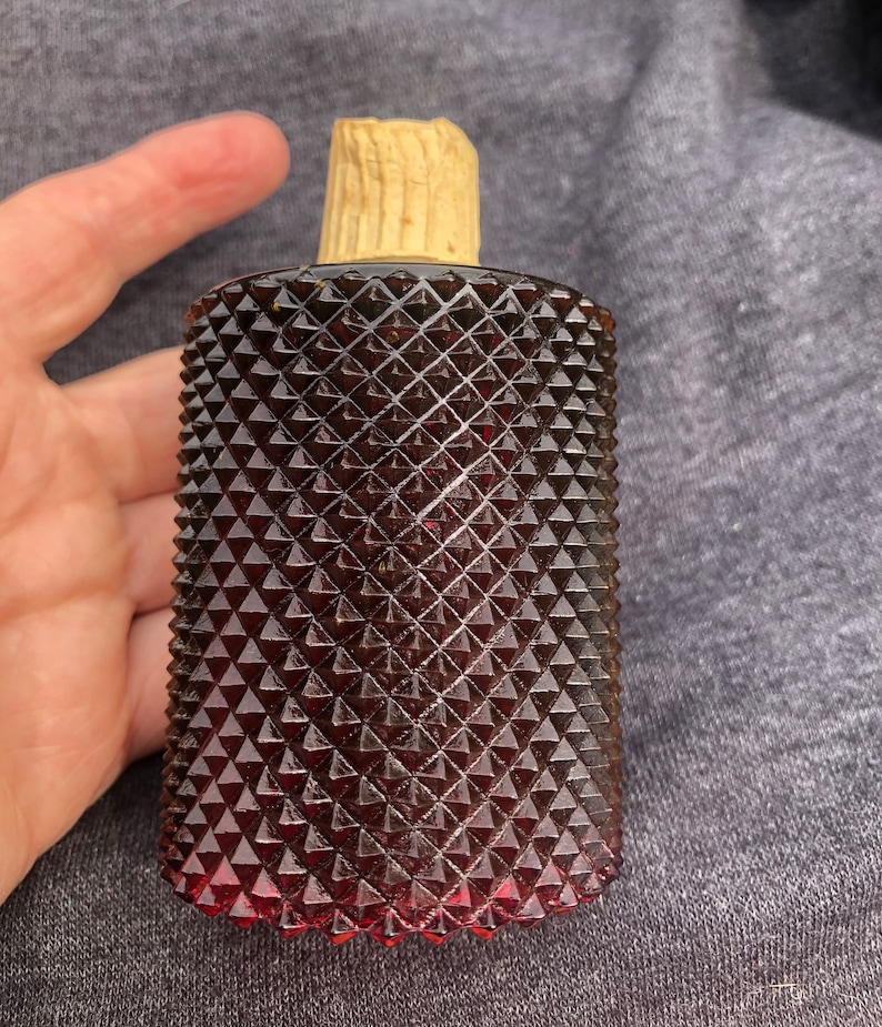 Vintage Diamond Cut Bubble Hobnail Red Glass Tealight Votive Peg Candle