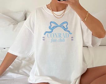 conrad fan club coquette bow tee | the summer i turned pretty | white comfort colors tshirt | team conrad jeremiah belly cousins beach tsitp