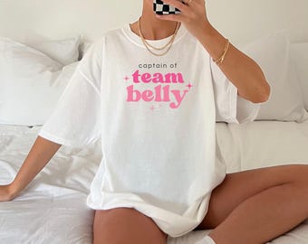 captain of team belly tee pink | the summer i turned pretty | white comfort colors 1717 tshirt | team conrad jeremiah cousins beach tsitp