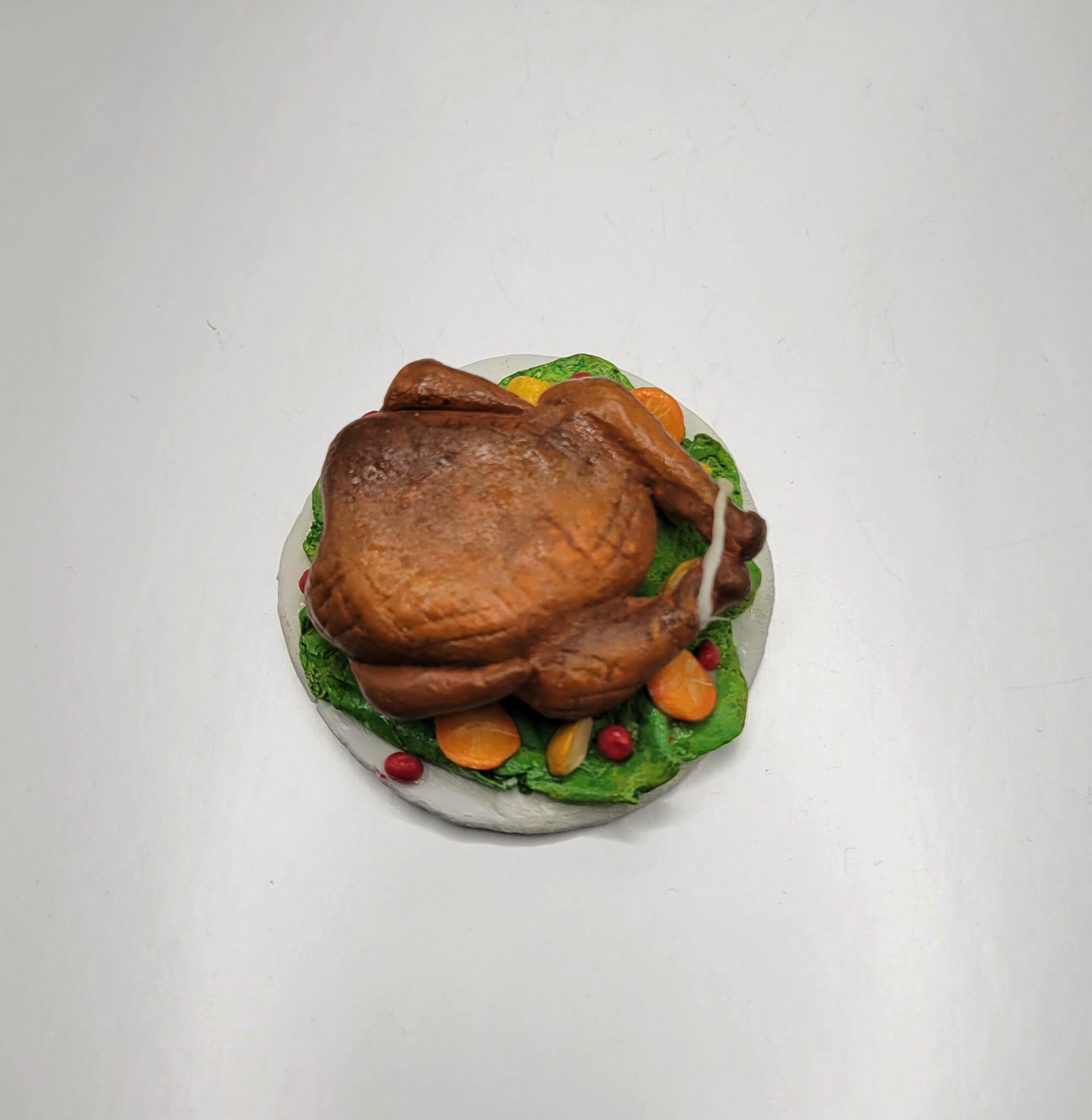 Handmade Miniature Roast Turkey - Realistic Clay Figurine For Dollhouses & Thanksgiving Displays