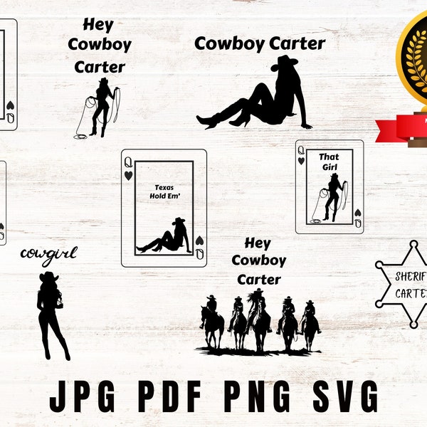 Cowboy Carter Inspired  10 Design Bundle for the Beyonce Inspired Merch  PNG  JPG PDF and SVg designs Act ii Digital Designs Texas hold em'