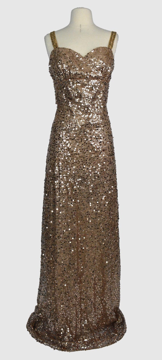 Buy Long Gold Sequin Dress / Size 2 Champagne Shiny Sparkly Sweetheart  Train Gown for Prom Birthday Party Formal Evening Event Graduation Gala  Online in India - Etsy