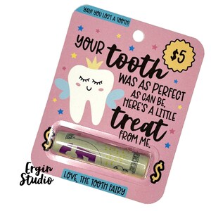 Votre dent était aussi parfaite que possible Voici une petite gâterie de ma part - Carte postale fée des dents | Cadeau fée des dents fille | Porte-cartes cadeau
