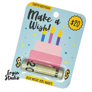 Pide un deseo - Tarjeta de dinero de cumpleaños / Regalo de cumpleaños / Porta tarjetas de regalo de cumpleaños / Tarjeta de efectivo de feliz cumpleaños