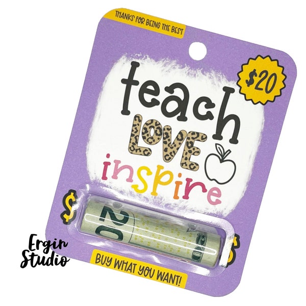 Teach Love Inspire - Teacher Money Card | Teacher Appreciation Gift | Gift Card Holder | Cash Card