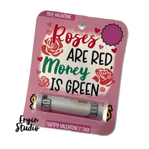 Las rosas son rojas, el dinero es verde - Tarjeta de dinero/tarjetero para San Valentín