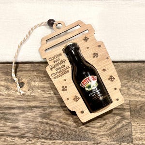 Handmade Mini Liquor Bottle Holder Ornament | Fits 50 ml Bailey’s Shooter | Funny Christmas Boozy Tree Decor & Gag Gift