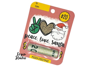Peace Love Santa - Christmas Money Card | Stocking Stuffer | Gift Card Holder | Cash Card