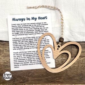Toujours dans mon coeur - Décoration de coeur, breloque pour voiture, perte d'un être cher, décoration de Noël, décoration commémorative, deuil, cadeau de sympathie