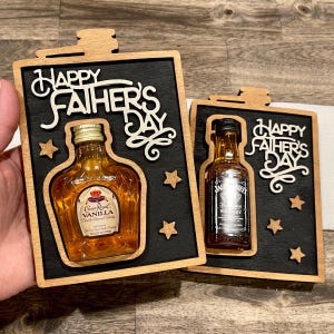Father&#39;s Day Gift, Bottle Box, Mini Alcohol Bottle Box for Dad or Grandpa, Alcohol Gifts for Men, Wood Flask Gift Box