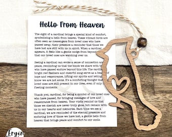 Hello From Heaven - Cardinal Ornament, Car Charm, Loss of Loved One Christmas Ornament, Memorial Ornament, Grief, Sympathy Gift