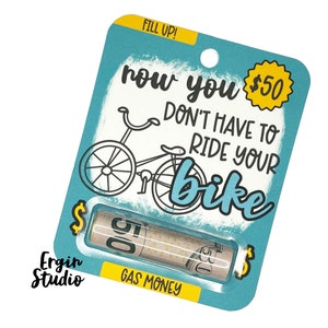 Plus besoin de faire du vélo - Carte de voeux amusante pour l'essence | Cadeau étudiant | Porte-cartes cadeau | Carte de paiement