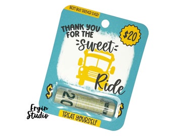 Thank You For The Sweet Ride - School Bus Driver Money Card | End of School Gift | Gift Card Holder | Cash Card for Coffee