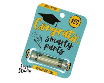 Congrats Smarty Pants - Graduation Money Card | Graduation Gift | Gift Card Holder | Funny Graduate Cash Card