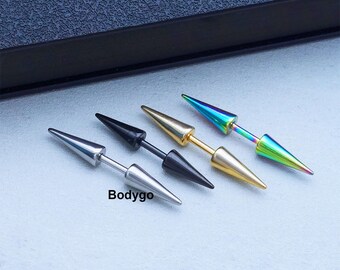 Pair 18g 16g Surgical Steel Spike Cartilage Earrings, Helix Stud, Cartilage Stud, Spike Barbell, Back screw earring
