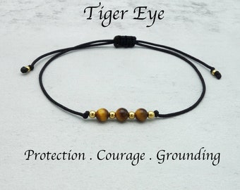 Simple Delicate Tiger Eye Beads Crystal knotted Bracelet Build Your Jewellery Customisable