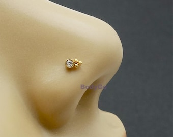Piercing para nariz en forma de L con gema de acero quirúrgico de 20 g