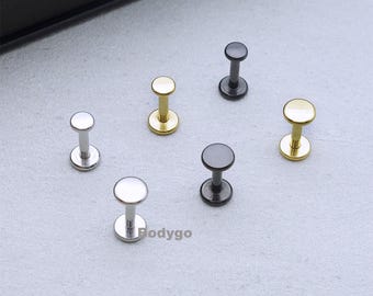 2pcs 16g Surgical Steel Flat Disc Tragus Helix Cartilage Labret Stud Piercing