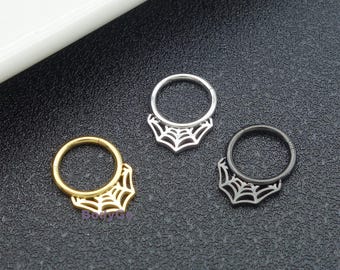 16g Surgical Steel Spider Web Hinged Clicker Ring Nose Ring Septum Minimalist Piercing